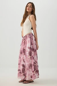 Jupe maxi en chiffon à taille nouée