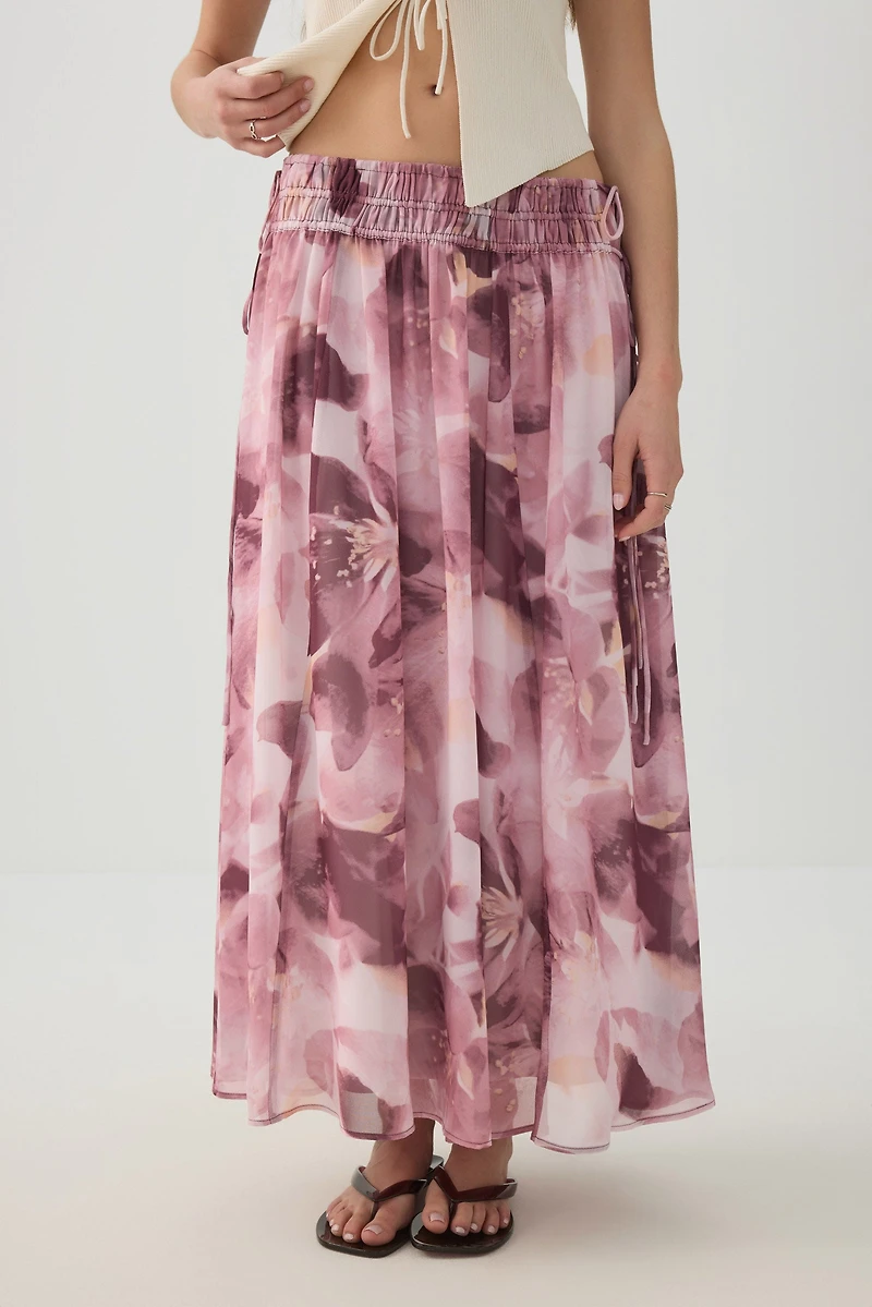 Maxi Chiffon Tie Waist Skirt