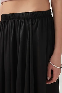 Jupe maxi plissée en satin froiss