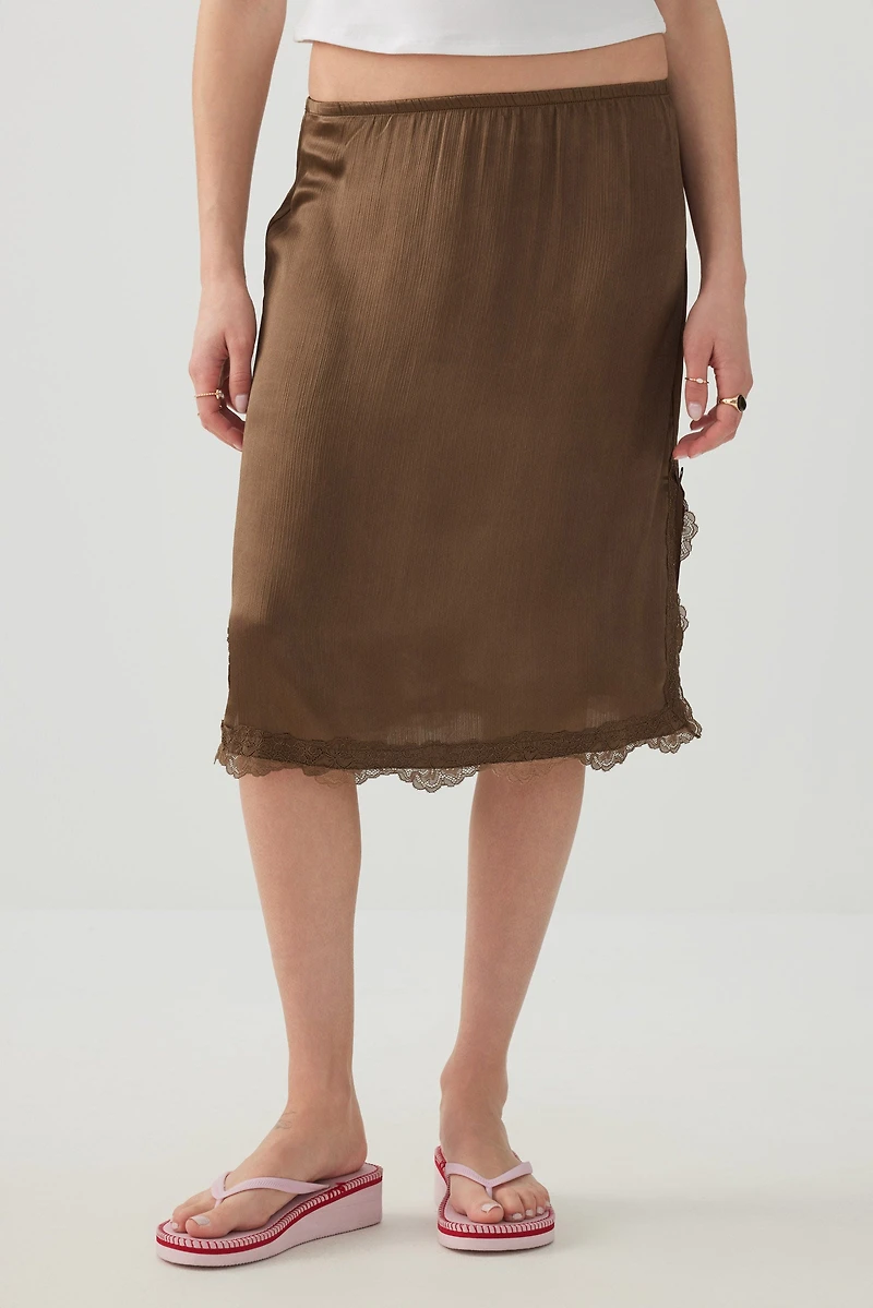 Jupe midi en satin