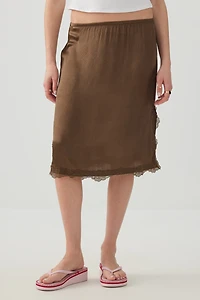 Jupe midi en satin