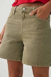 Mid Rise Denim Relaxed Bermuda Shorts