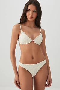 Eyelet Triangle Bikini Top with Charm