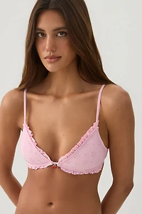Eyelet Triangle Bikini Top with Charm