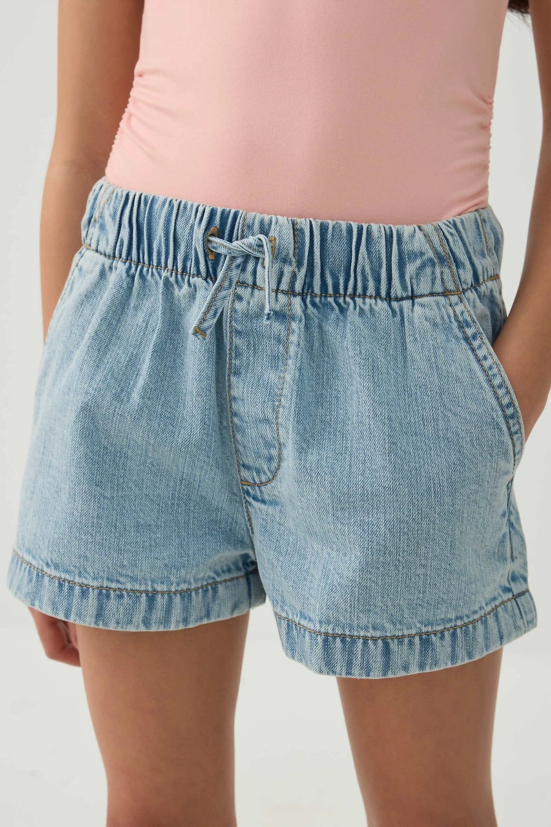 Elastic Waist Denim Shorts