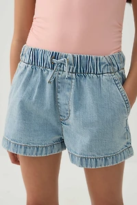 Elastic Waist Denim Shorts