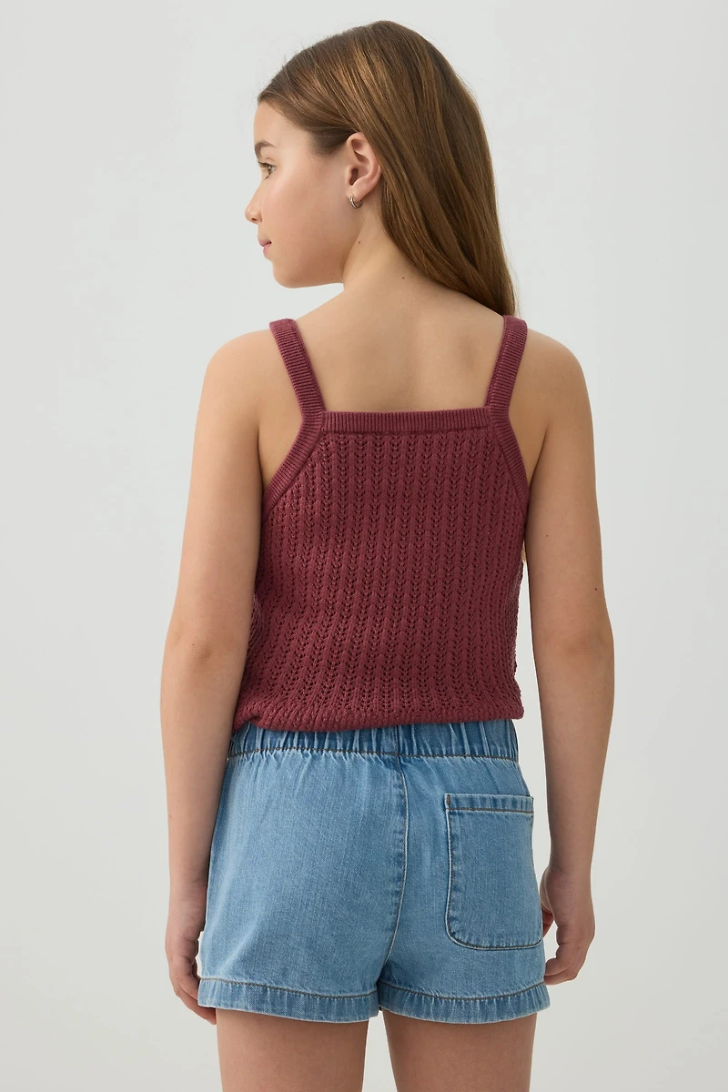 Short en denim à taille élastique