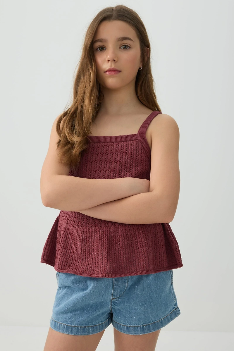 Elastic Waist Denim Shorts