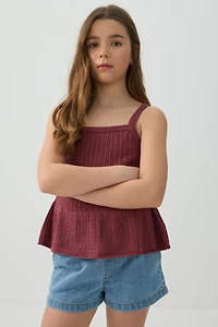 Elastic Waist Denim Shorts