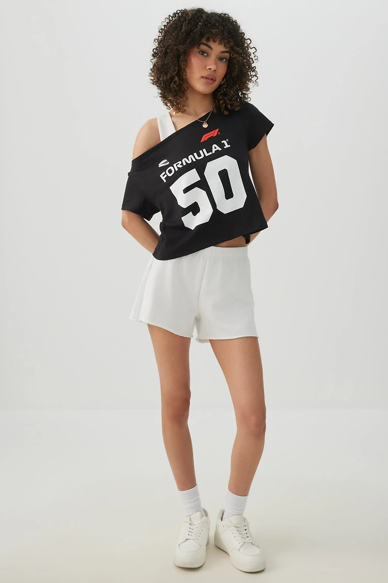 Off Shoulder Crop Formula 1 T-shirt