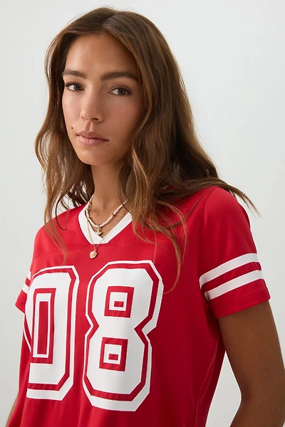 T-shirt sport en maille à col V