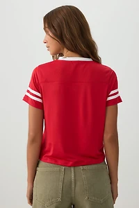 Mesh Jersey V Neck T-Shirt