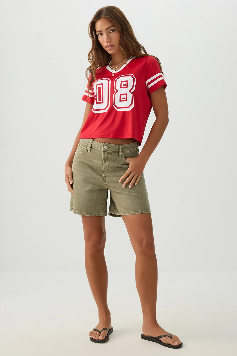 Mesh Jersey V Neck T-Shirt