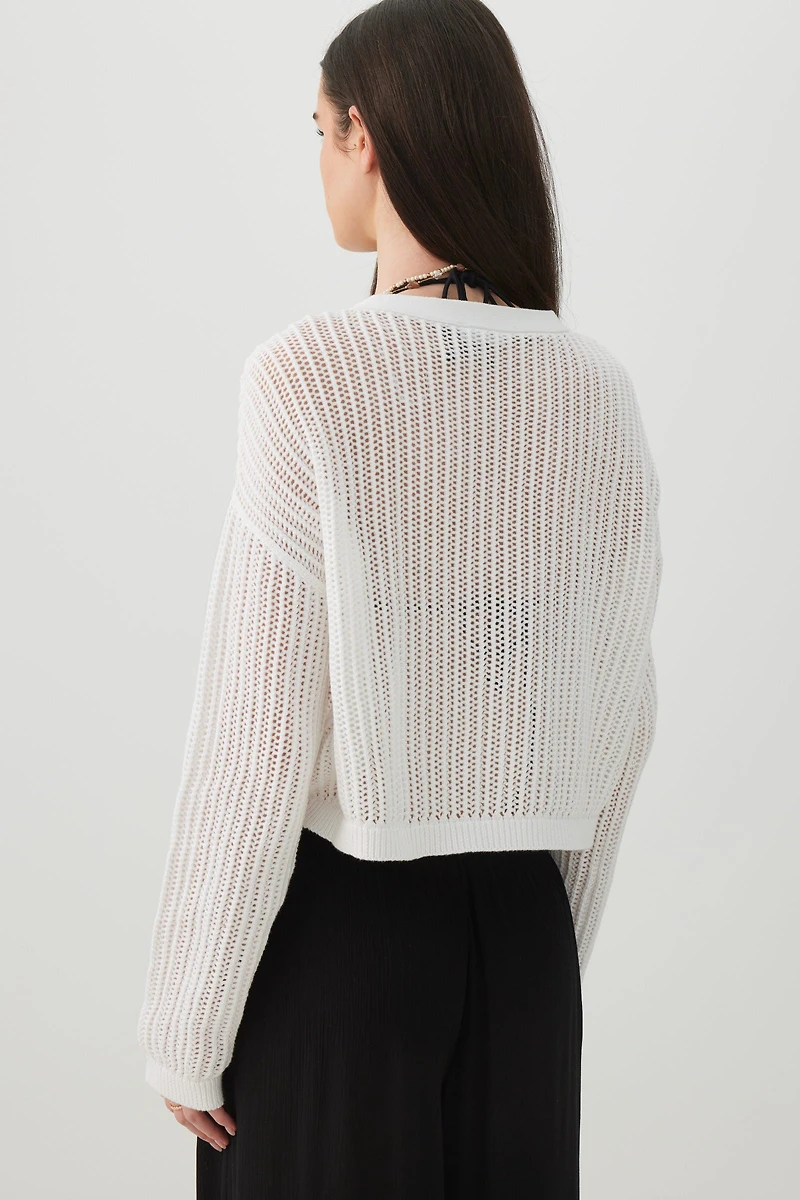 Cardigan carré boutonné en maille