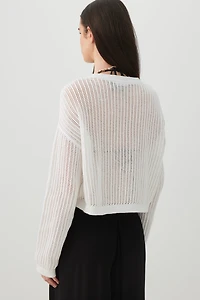 Cardigan carré boutonné en maille
