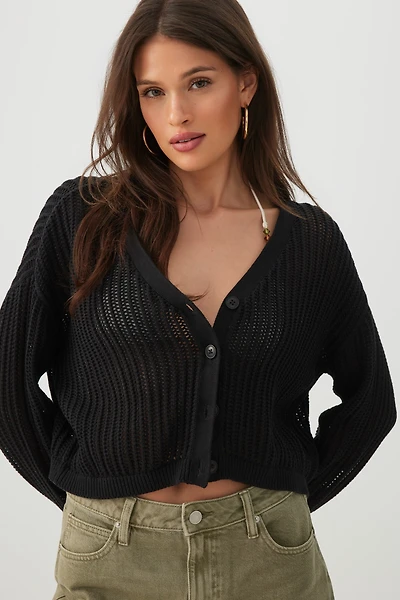 Cardigan carré boutonné en maille