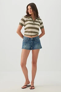 Chandail polo en tricot rayé