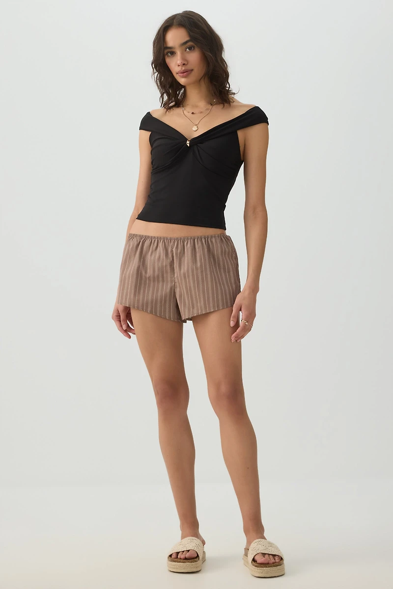 Twisted Front Off Shoulder Top