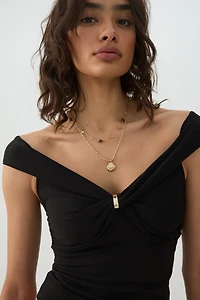 Twisted Front Off Shoulder Top