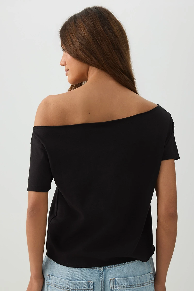 T-shirt à épaules dénudées en jersey