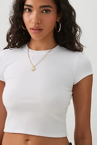 Rib Crew Neck Crop T-Shirt