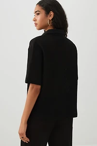 Oversized Crochet Button Up Shirt