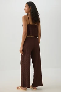 Pantalon à jambe droite en tricot texturé