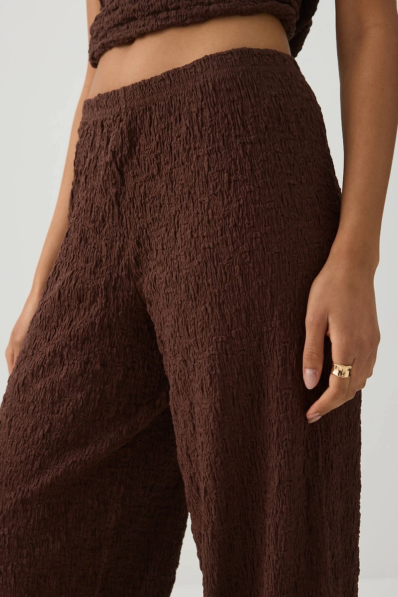 Pantalon à jambe droite en tricot texturé
