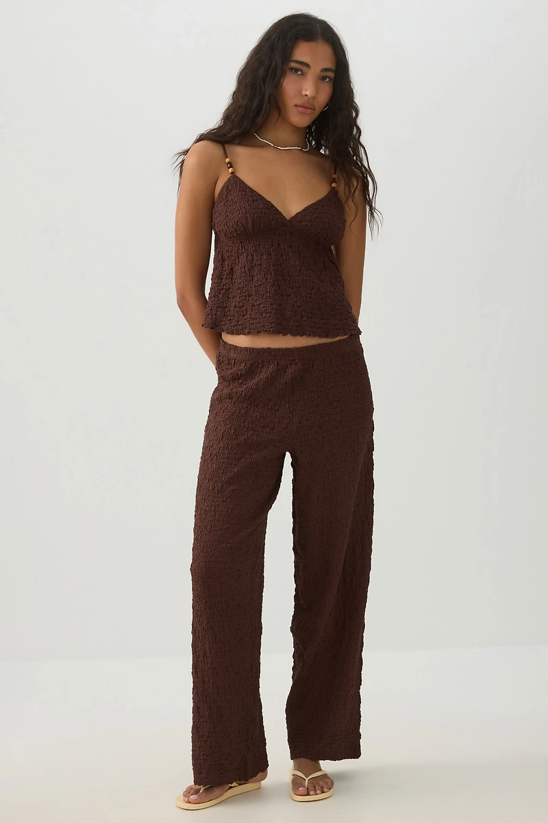 Pantalon à jambe droite en tricot texturé