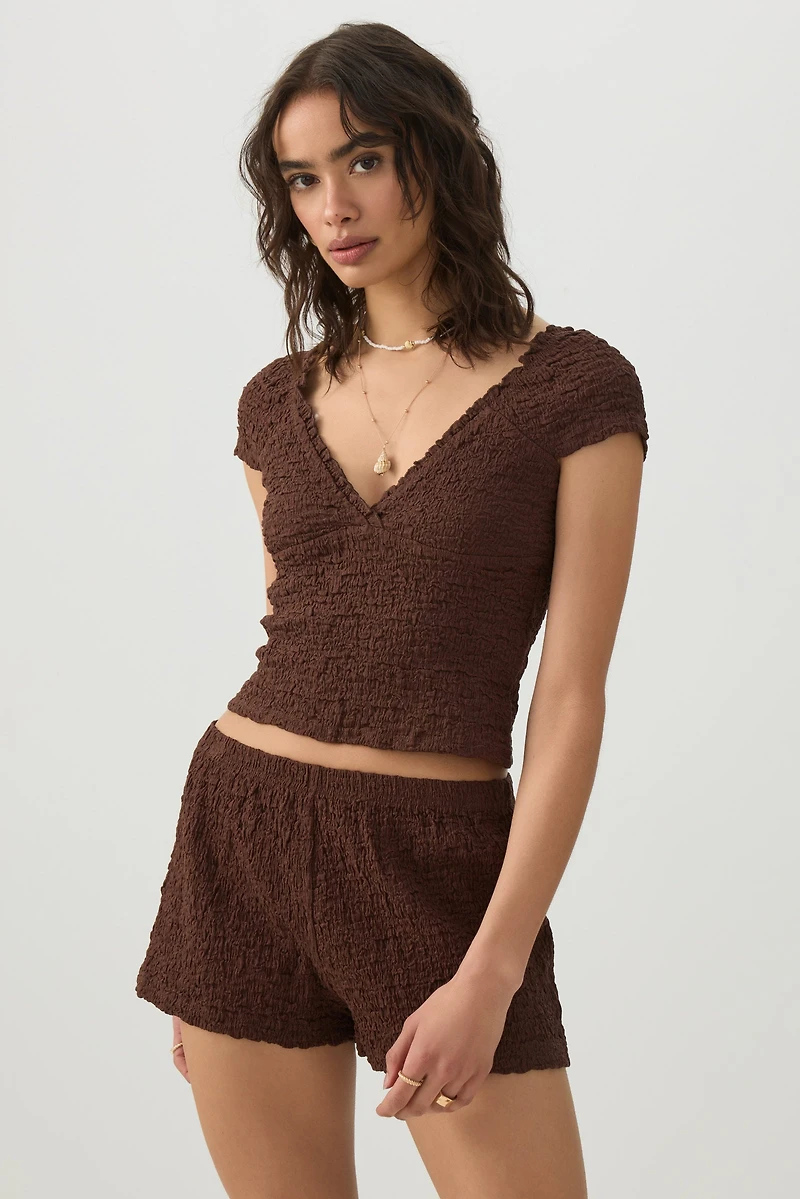 Short en tricot texturé