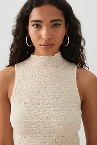 Textured Mock Neck Tank Top
