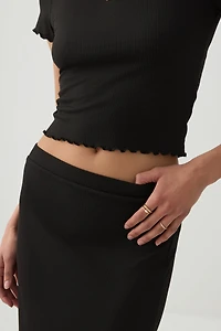Midi Rib Side Slit Skirt