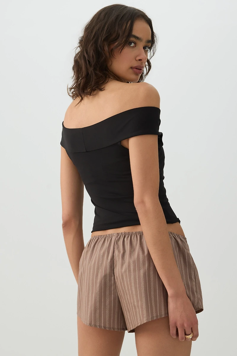 Short boxer en popeline taille basse