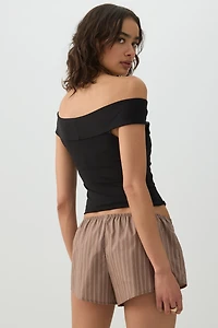 Short boxer en popeline taille basse