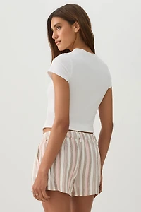 Short taille mi-haute en mélange de lin