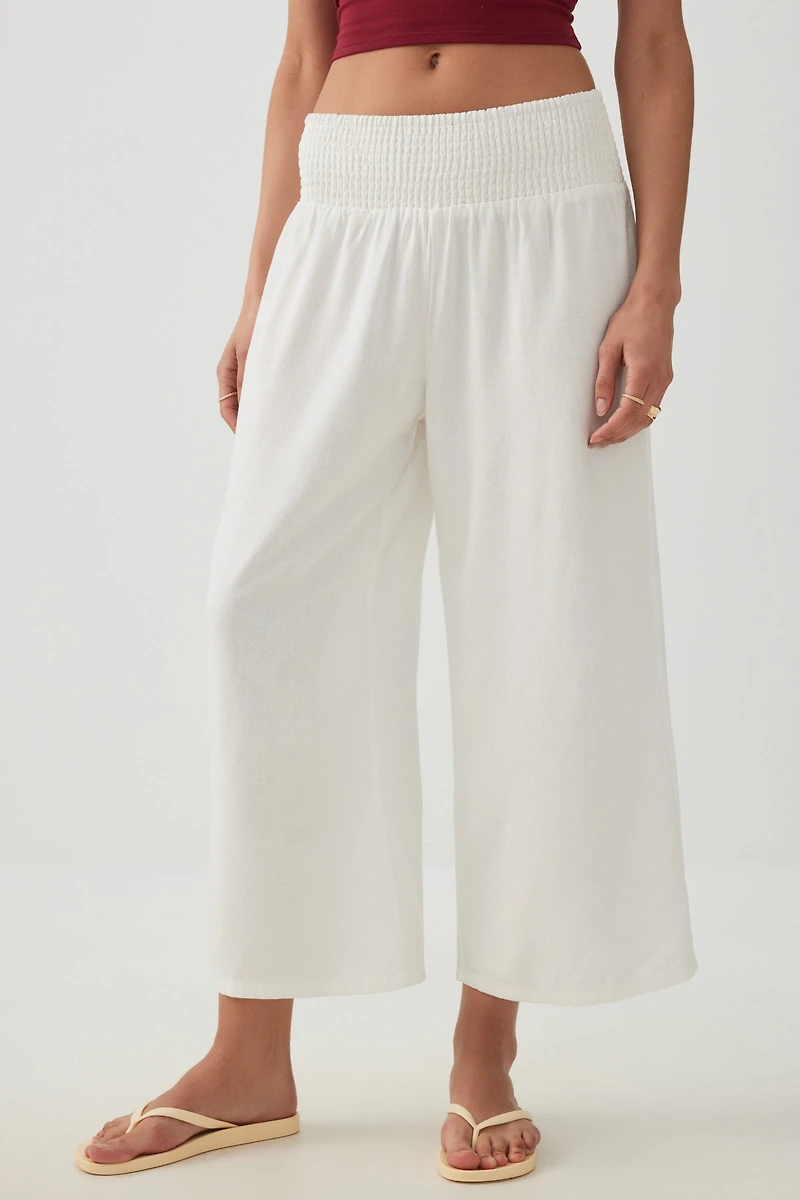 Linen Blend High Waist Culottes