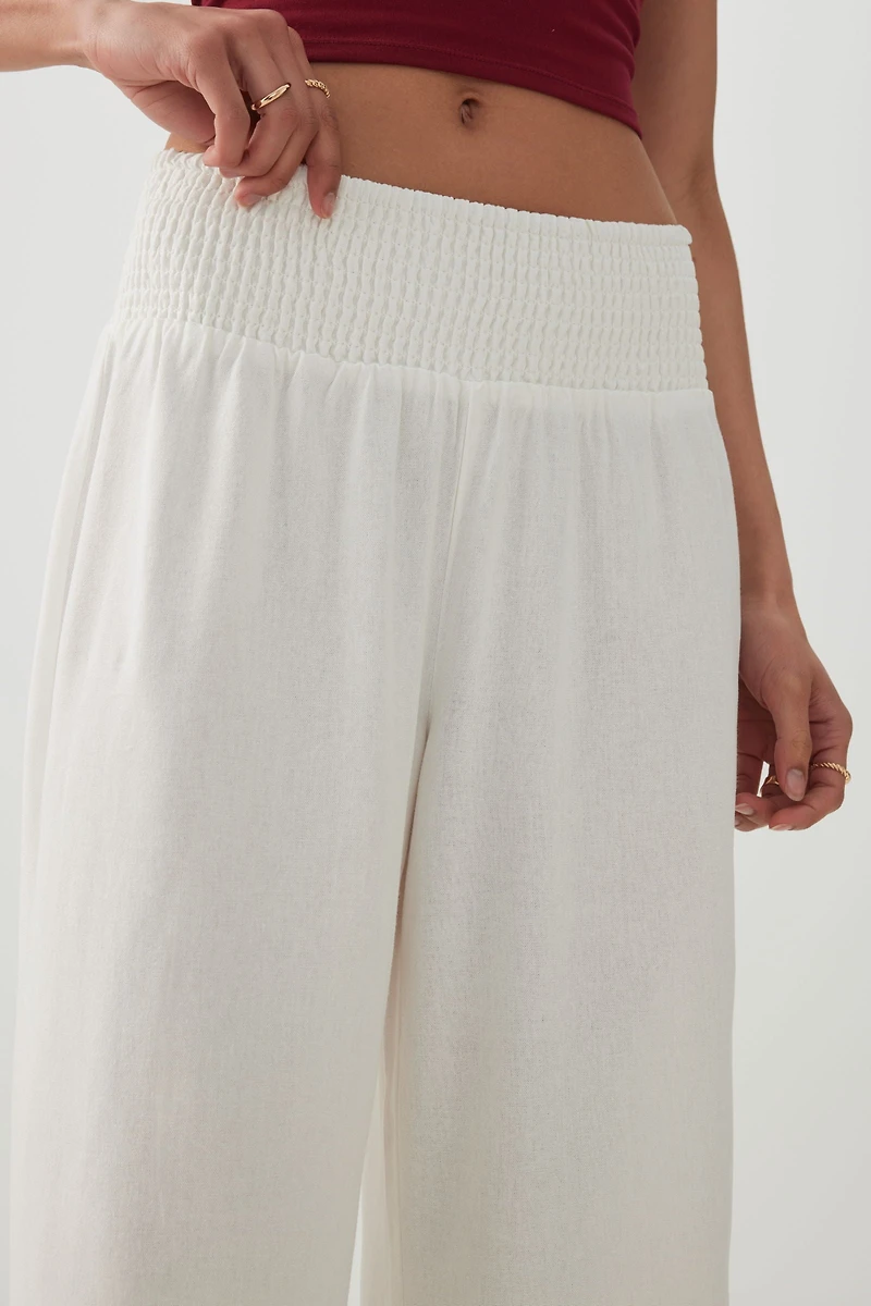 Linen Blend High Waist Culottes
