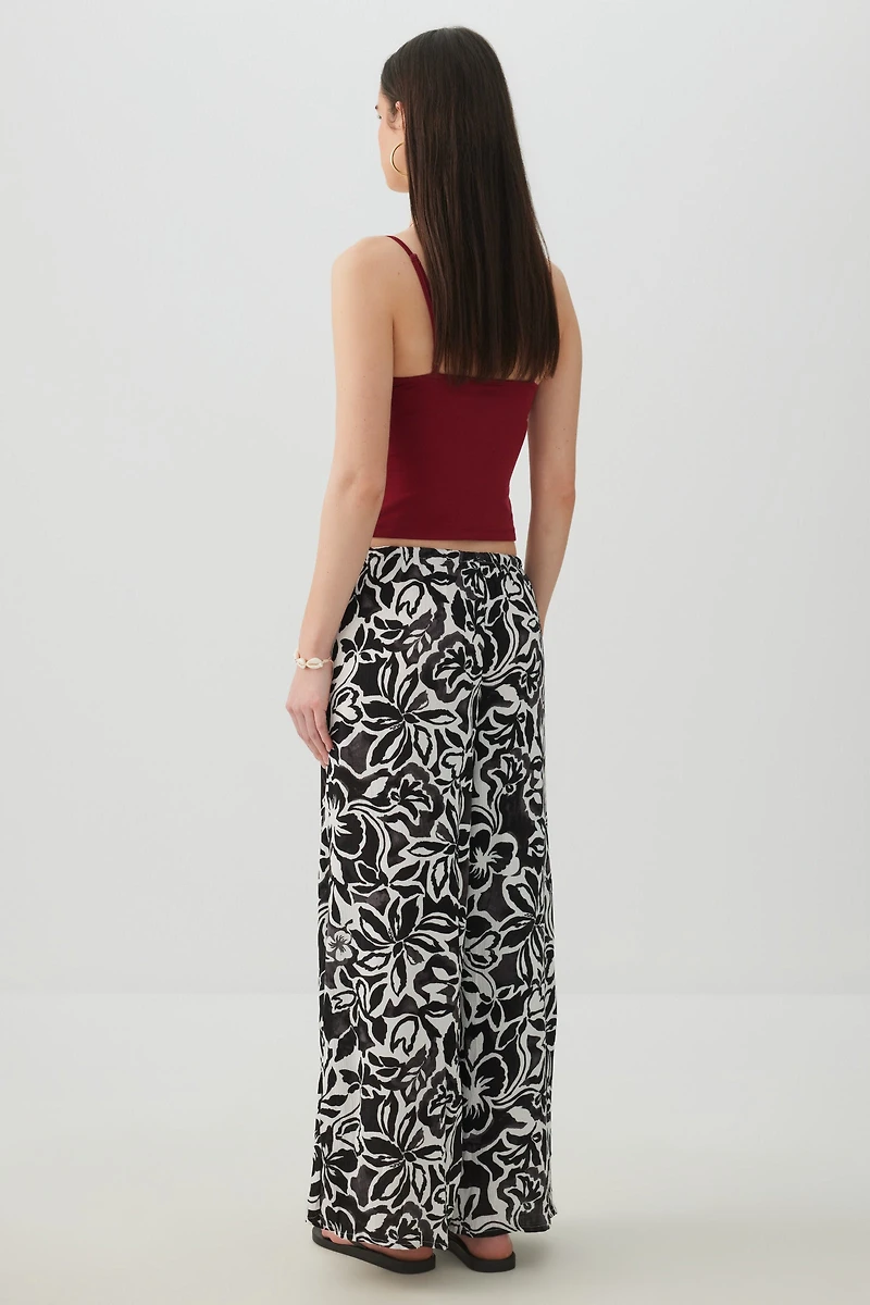 Pantalon jambe large taille mi-haute