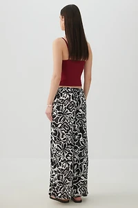 Pantalon jambe large taille mi-haute