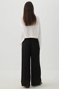 Pantalon jambe large taille mi-haute