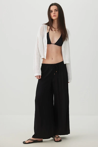 Pantalon jambe large taille mi-haute