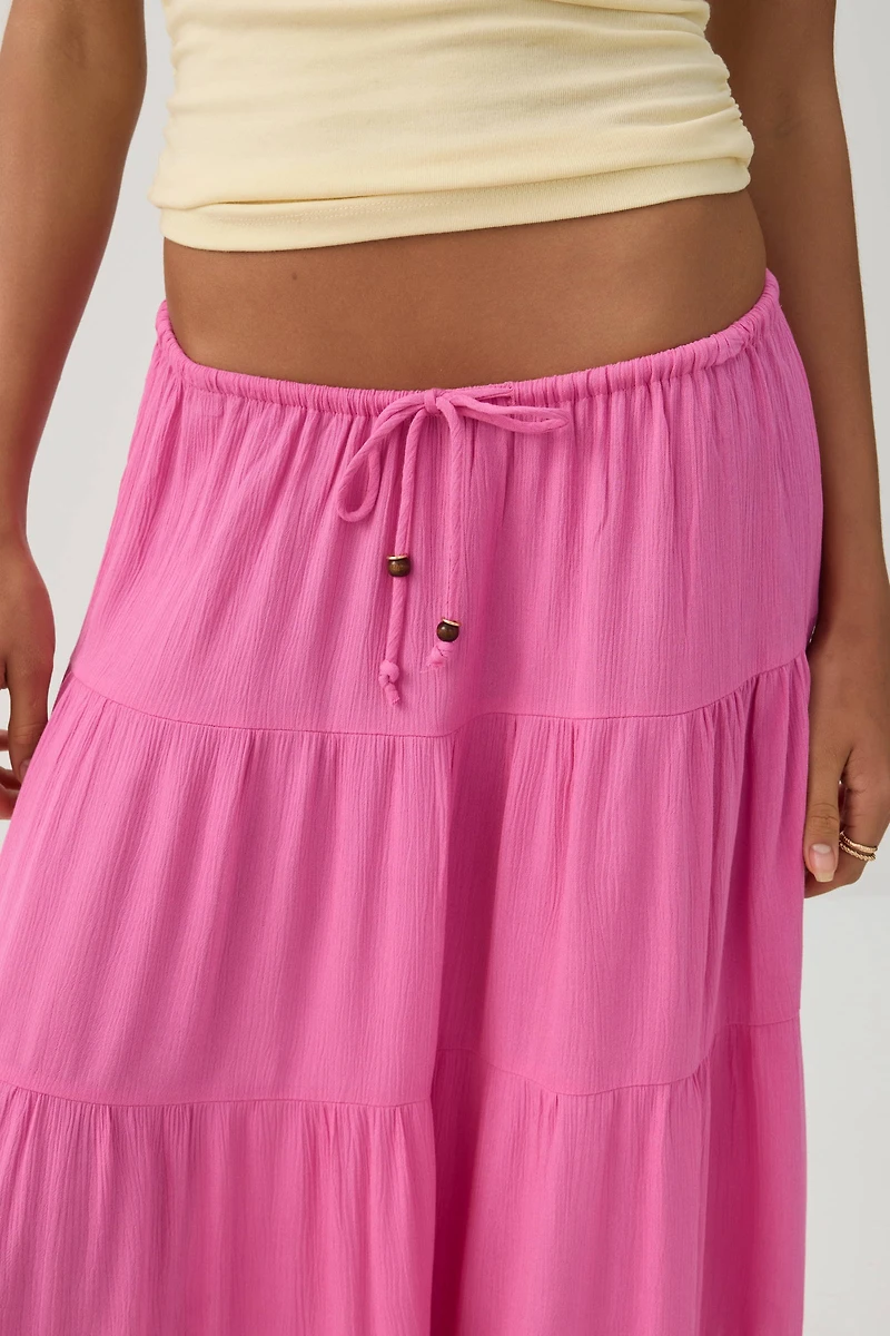 Textured Tiered Maxi Skirt