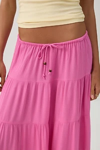Textured Tiered Maxi Skirt