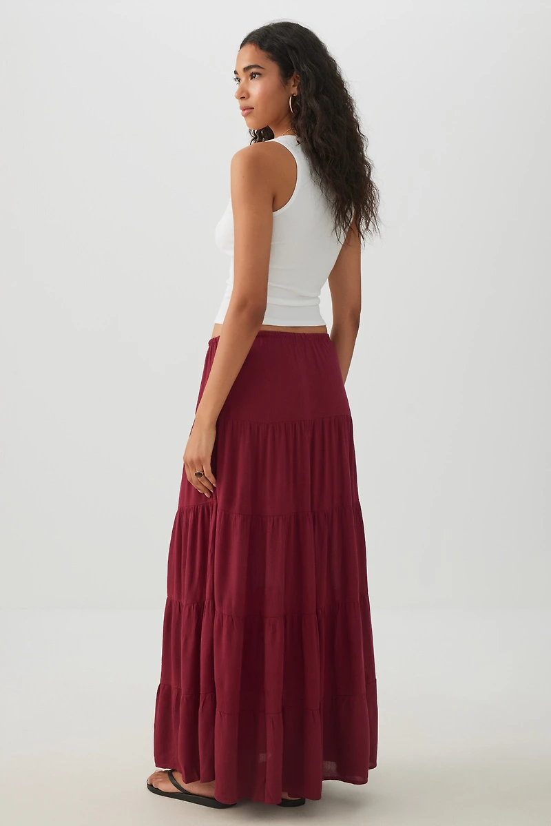 Textured Tiered Maxi Skirt