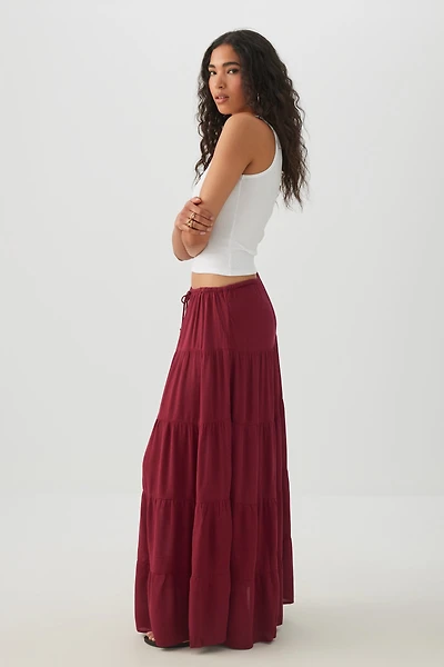 Jupe maxi texturée à étages
