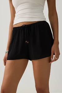 Mid Rise Crinkle Midi Inseam Shorts