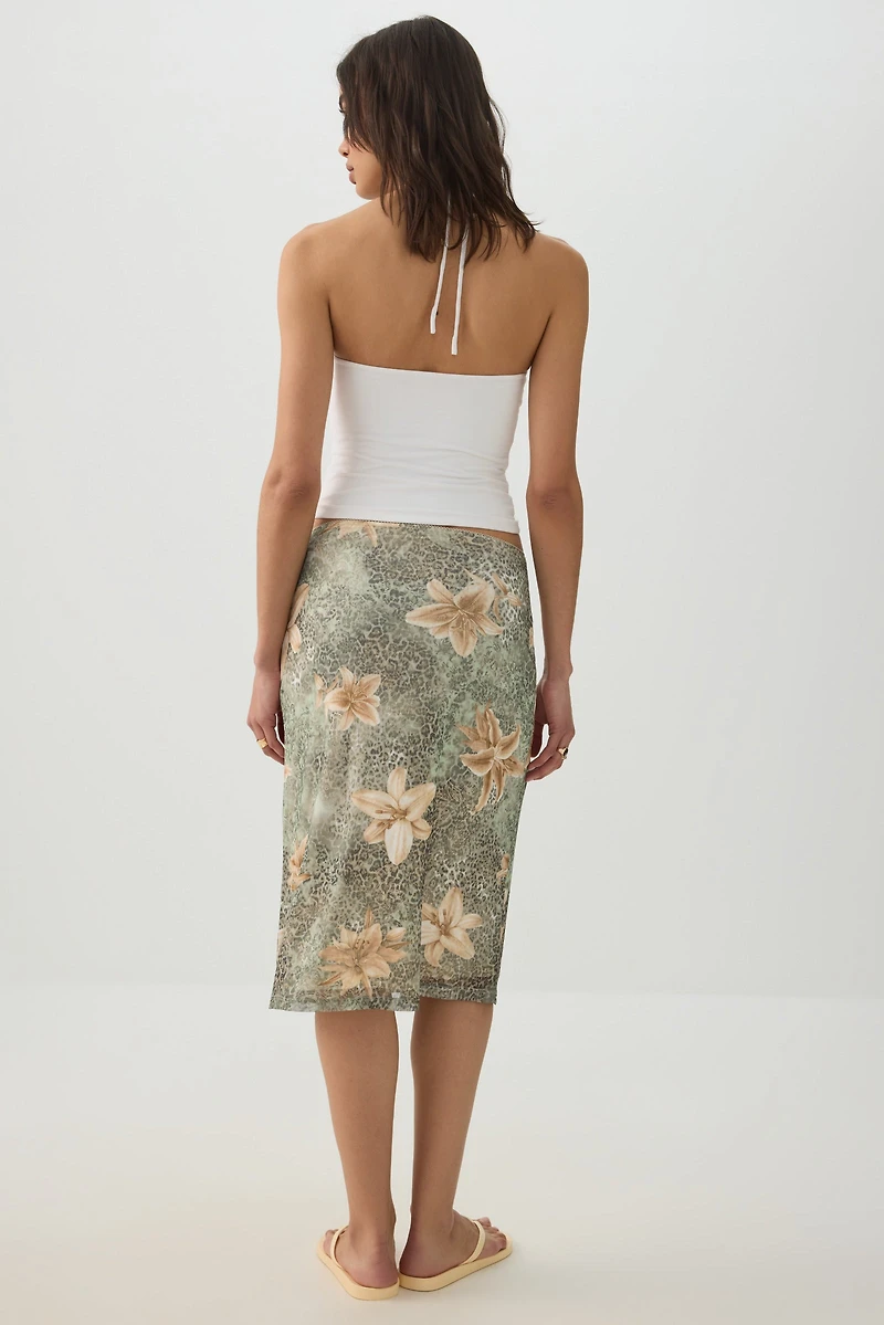 Jupe en maille fleurie