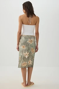 Jupe en maille fleurie