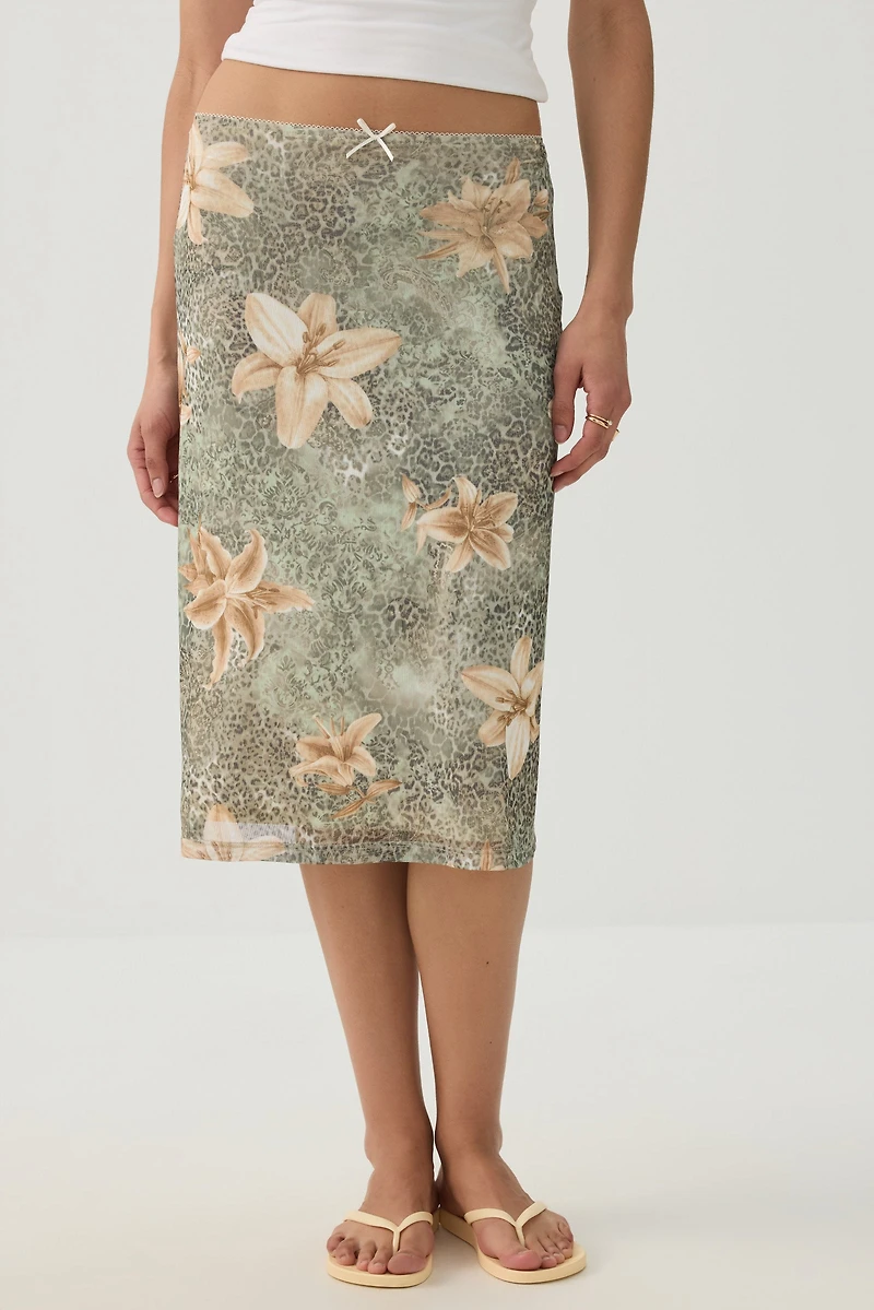 Jupe en maille fleurie