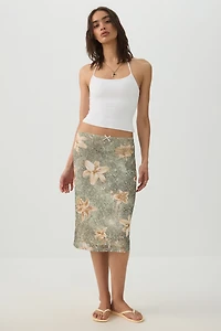 Jupe en maille fleurie